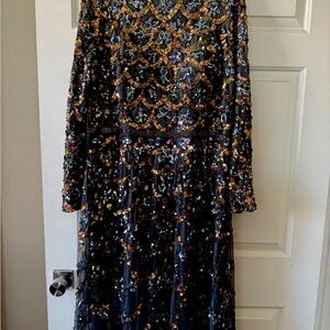 Sequin Embellished Long Sleeve Dress